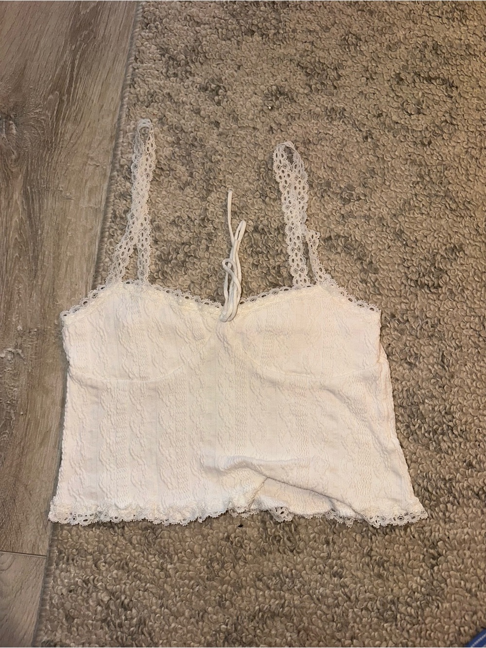 Edikted White Lace Cropped Cami Top